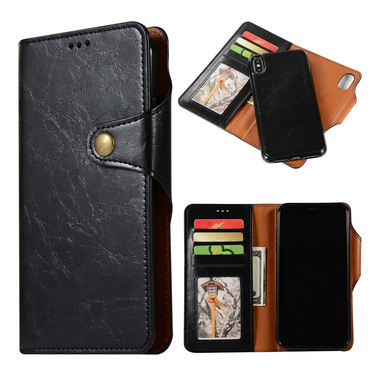 

For iPhone XS Max 6.5 inch Detachable 2-in-1 Crazy Horse Texture Wallet Leather Case - Black, iPhone XS Max