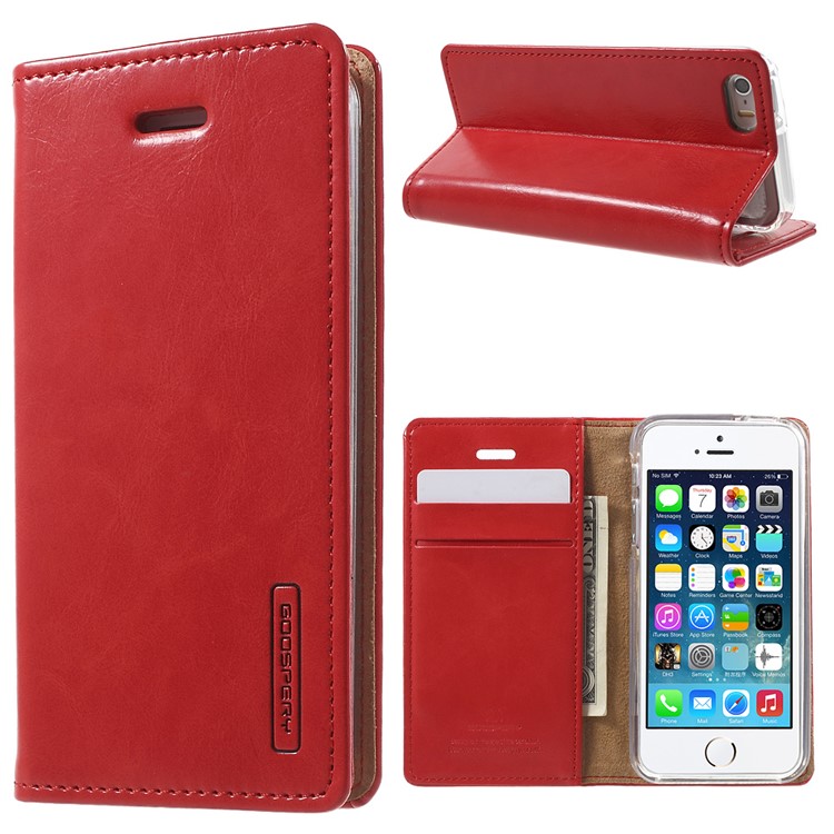 MERCURY GOOSPERY Blue Moon Leather Phone Case for iPhone SE 5s 5 - Red-1
