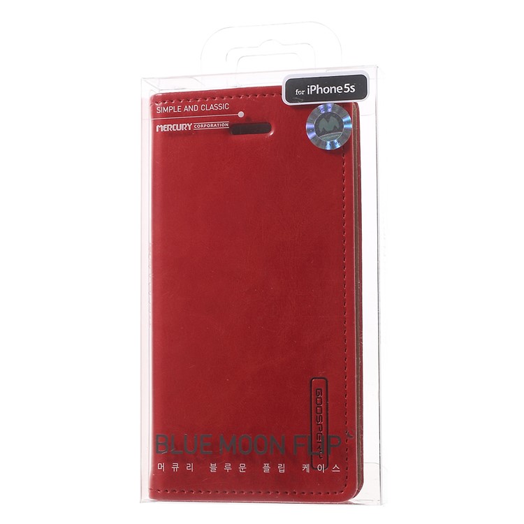 MERCURY GOOSPERY Blue Moon Leather Phone Case for iPhone SE 5s 5 - Red-10