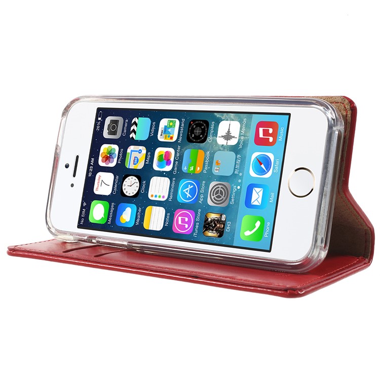 MERCURY GOOSPERY Blue Moon Leather Phone Case for iPhone SE 5s 5 - Red-3