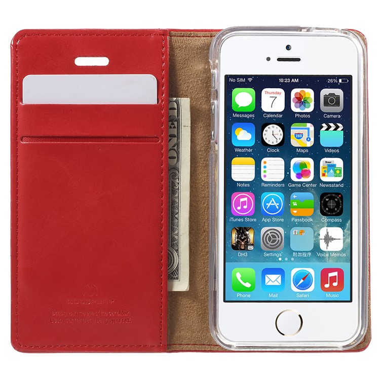 MERCURY GOOSPERY Blue Moon Leather Phone Case for iPhone SE 5s 5 - Red-5