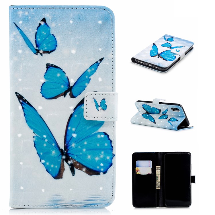 

Pattern Printing Light Spot Decor Stand Leather Wallet Case for iPhone XR 6.1 inch - Butterflies
