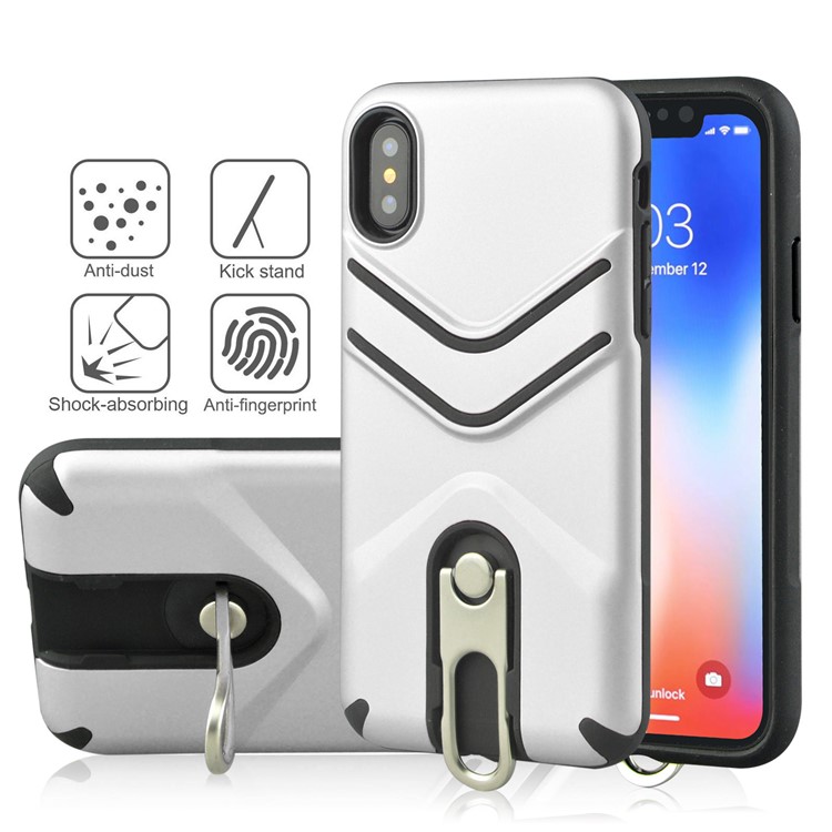 

Тонкая Гибридная Крышка Из Полиуретана TPU С Металлическим Подставкой Для Iphone 9 Плюс 6,5 Дюйма - Серебряный