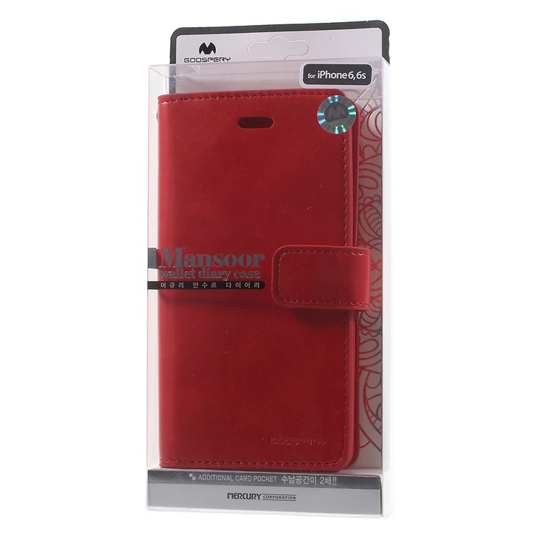 Custodia A Flip In Pelle Mansoor MERCURY GOOSPERY Per IPhone 6s 6 - Rosso-11