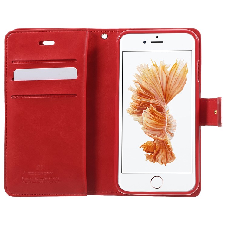 Custodia A Flip In Pelle Mansoor MERCURY GOOSPERY Per IPhone 6s 6 - Rosso-4