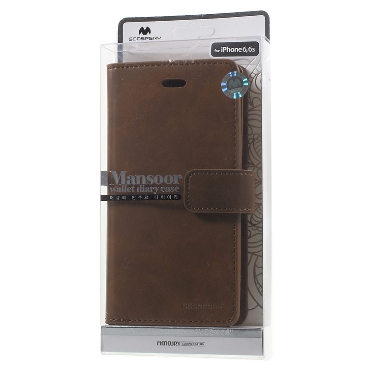 MERCURY GOOSPERY Capa de carteira de couro Mansoor para iPhone 6s 6 - Castanho-11