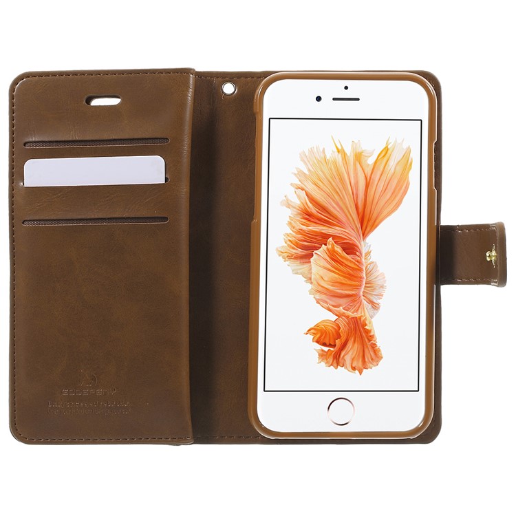 MERCURY GOOSPERY Capa de carteira de couro Mansoor para iPhone 6s 6 - Castanho-4