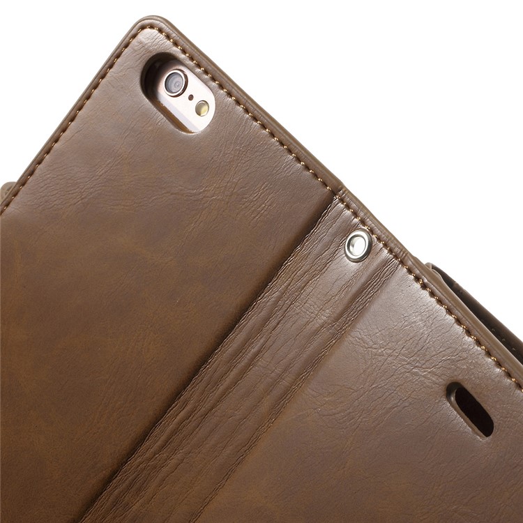 MERCURY GOOSPERY Capa de carteira de couro Mansoor para iPhone 6s 6 - Castanho-8