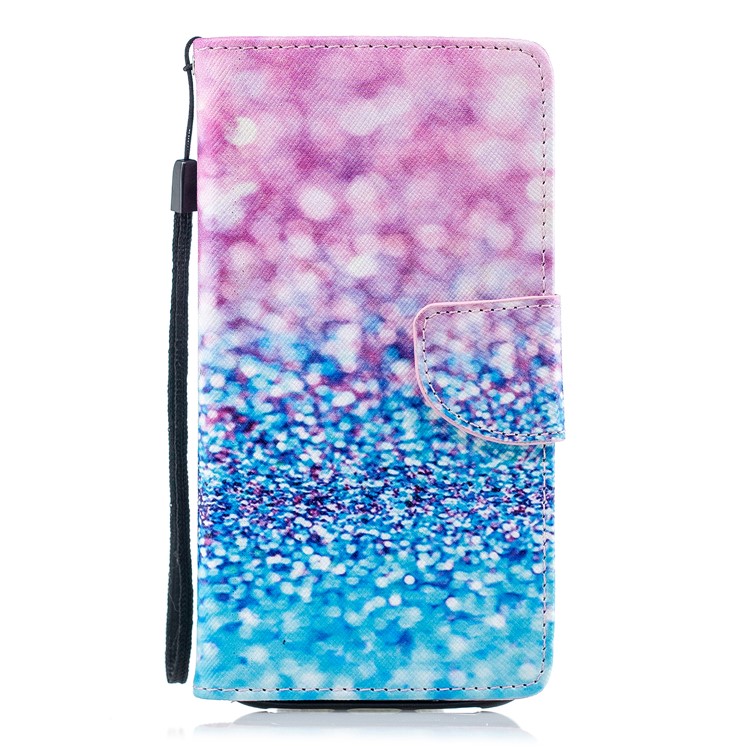 

Patterned Leather Wallet Phone Shell for iPhone XR 6.1 inch - Pink and Blue Glitter, iPhone XR