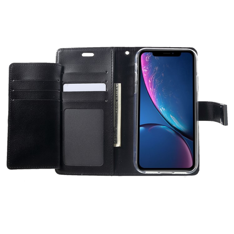 MERCURY GOOSPERY Rich Diary Leather 7 Card Holders Wallet Phone Shell for iPhone XR 6.1 inch - Black-5