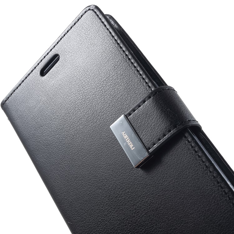 MERCURY GOOSPERY Rich Diary Leather 7 Card Holders Wallet Phone Shell for iPhone XR 6.1 inch - Black-6