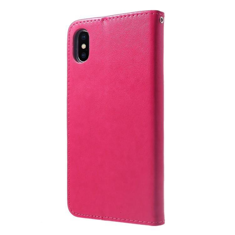 Imprint Cat and Fish Bone Leather Wallet Mobile Phone Case for iPhone 9 Plus 6.5 inch - Rose-2