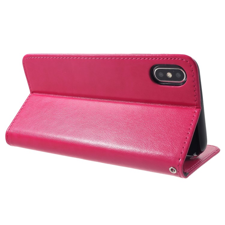 Imprint Cat and Fish Bone Leather Wallet Mobile Phone Case for iPhone 9 Plus 6.5 inch - Rose-5