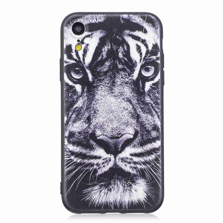 Impressão Em Relevo Em Relevo TPU Capa Para Iphone 9 6,1 Polegadas - Tigre-2