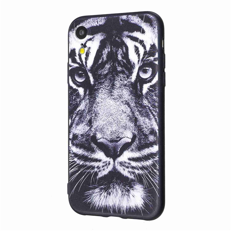 Impressão Em Relevo Em Relevo TPU Capa Para Iphone 9 6,1 Polegadas - Tigre-3