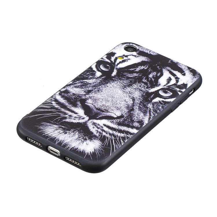 Impressão Em Relevo Em Relevo TPU Capa Para Iphone 9 6,1 Polegadas - Tigre-4