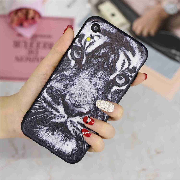 Impressão Em Relevo Em Relevo TPU Capa Para Iphone 9 6,1 Polegadas - Tigre-7