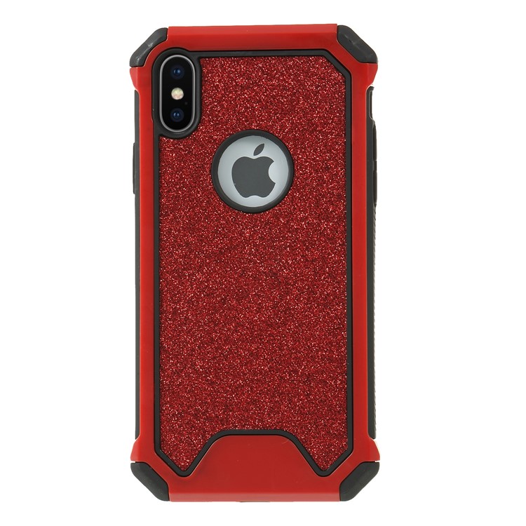 Glitter Powder Drop Resistant PC TPU Hybrid Phone Case for iPhone Xs 5.8 inch - Red-2