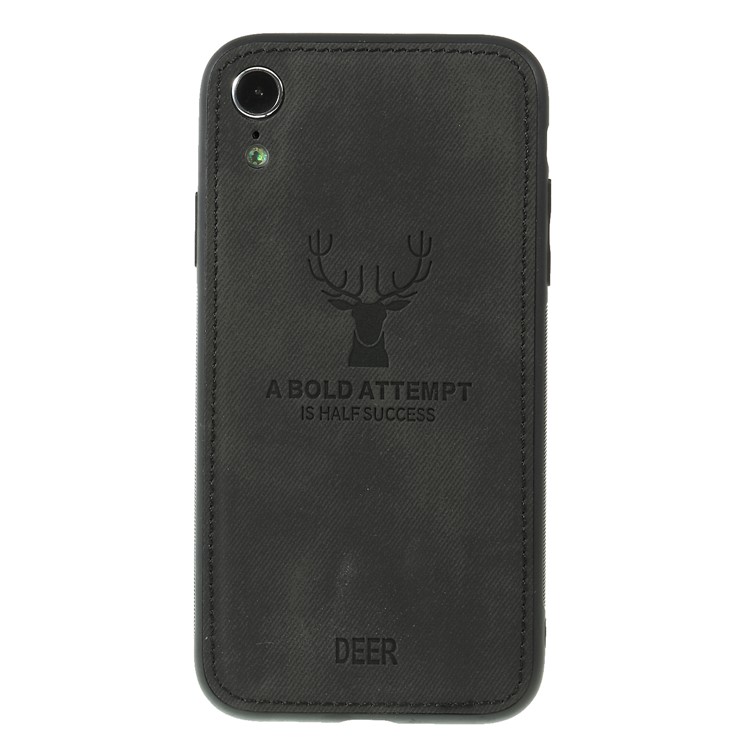 Cloth Texture PU Leather Coated TPU Phone Cover for iPhone XR 6.1 inch - Black-2