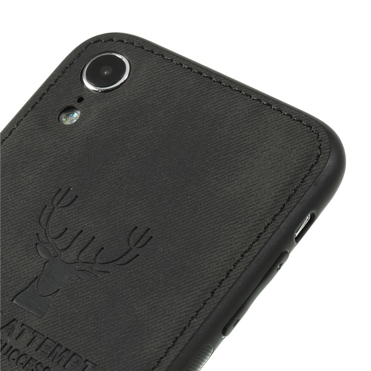 Cloth Texture PU Leather Coated TPU Phone Cover for iPhone XR 6.1 inch - Black-3