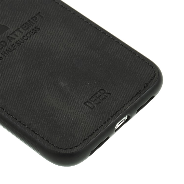 Cloth Texture PU Leather Coated TPU Phone Cover for iPhone XR 6.1 inch - Black-4