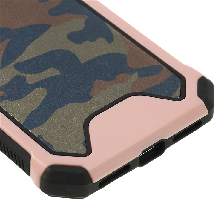 Camouflage Leather Coated PC TPU Combo Case for iPhone Xs 5.8 inch - Rose Gold-4