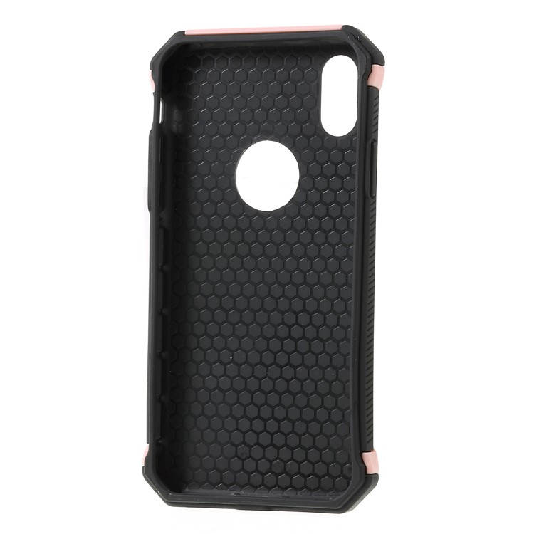 Camouflage Leather Coated PC TPU Combo Case for iPhone Xs 5.8 inch - Rose Gold-5