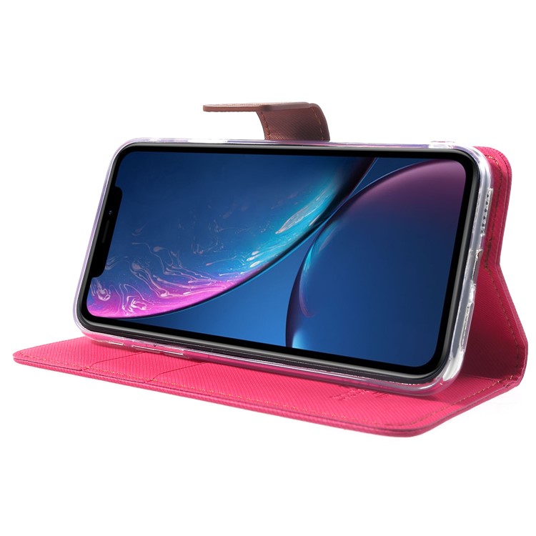 ROAR KOREA Simply Life Diary Leather Case for iPhone XR 6.1 inch Wallet Stand Phone Cover - Rose-4
