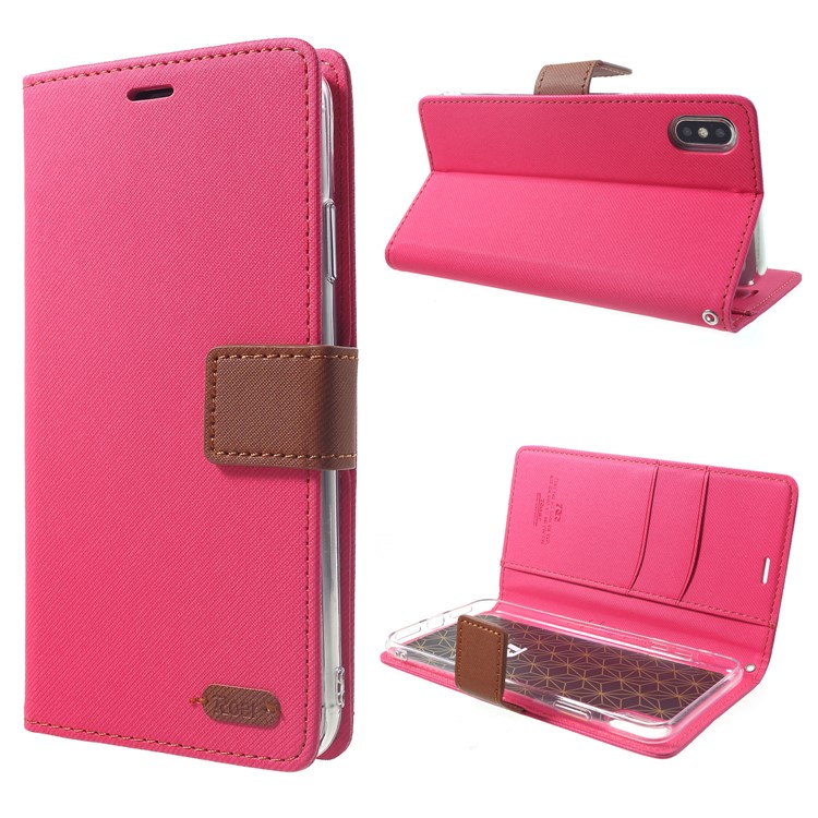 For iPhone XS Max 6.5 inch ROAR KOREA Simply Life Diary Leather Wallet Case - Rose-1