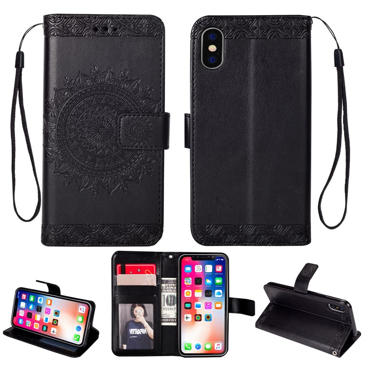 

Отпечаток Тотем Модель Кошелек Подставка Кожаный Чехол Для Iphone 9 Плюс 6,5 Дюйма - Черный, iPhone XS Max