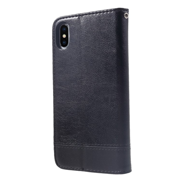 Splicing PU Leather Case for iPhone XS Max 6.5 inch Auto-absorbed Card Slots Stand Phone Cover - Black-2