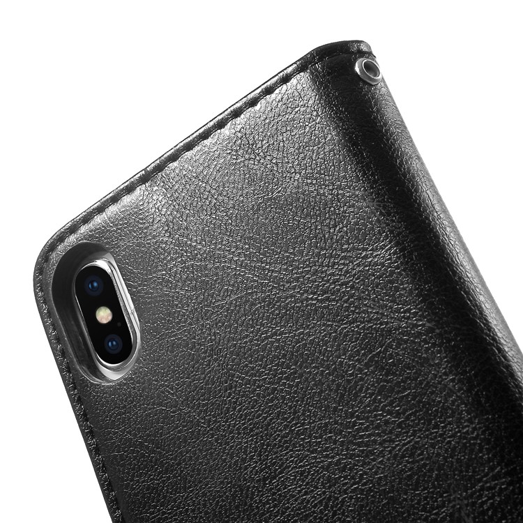 Splicing PU Leather Case for iPhone XS Max 6.5 inch Auto-absorbed Card Slots Stand Phone Cover - Black-7