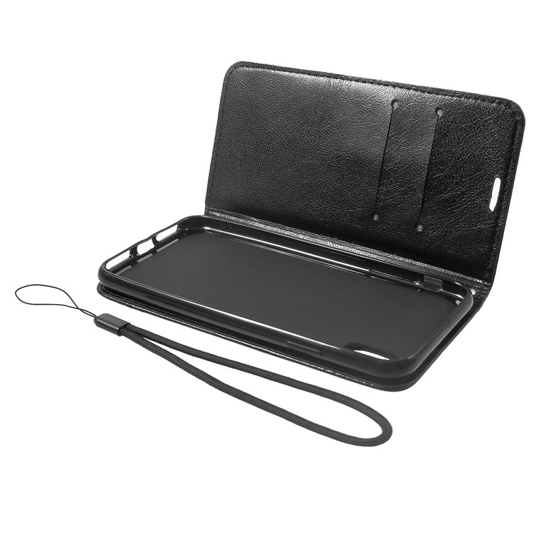 Splicing PU Leather Case for iPhone XS Max 6.5 inch Auto-absorbed Card Slots Stand Phone Cover - Black-8