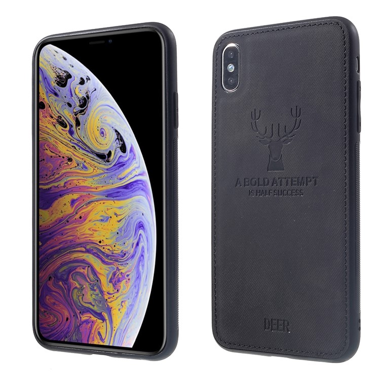 Cloth Texture PU Leather Coated TPU Case for iPhone XR 6.1 inch - Black-1