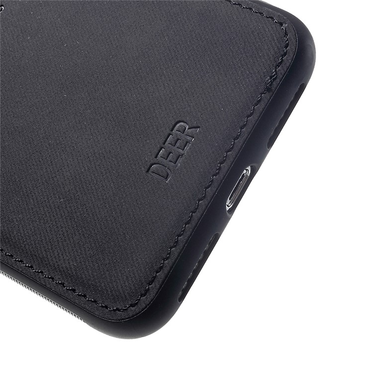 Cloth Texture PU Leather Coated TPU Case for iPhone XR 6.1 inch - Black-5