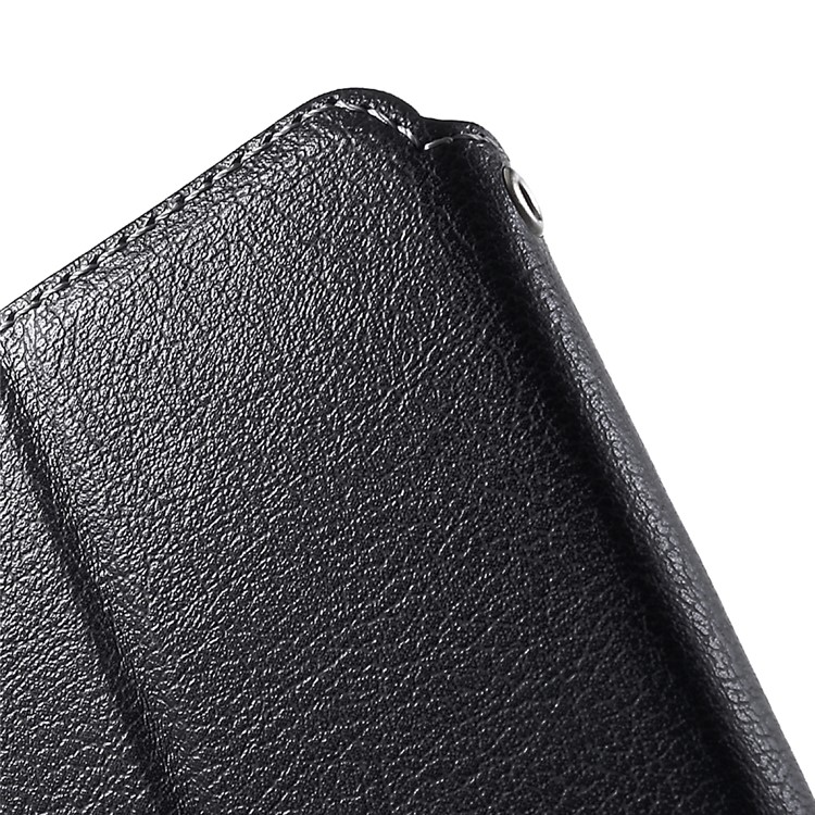 For iPhone XS Max 6.5 inch Card Holder Stand Auto-absorbed Leather Case - Black-7