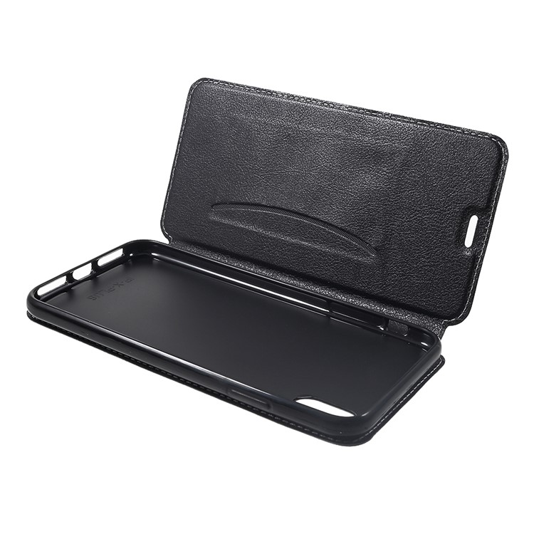For iPhone XS Max 6.5 inch Card Holder Stand Auto-absorbed Leather Case - Black-8