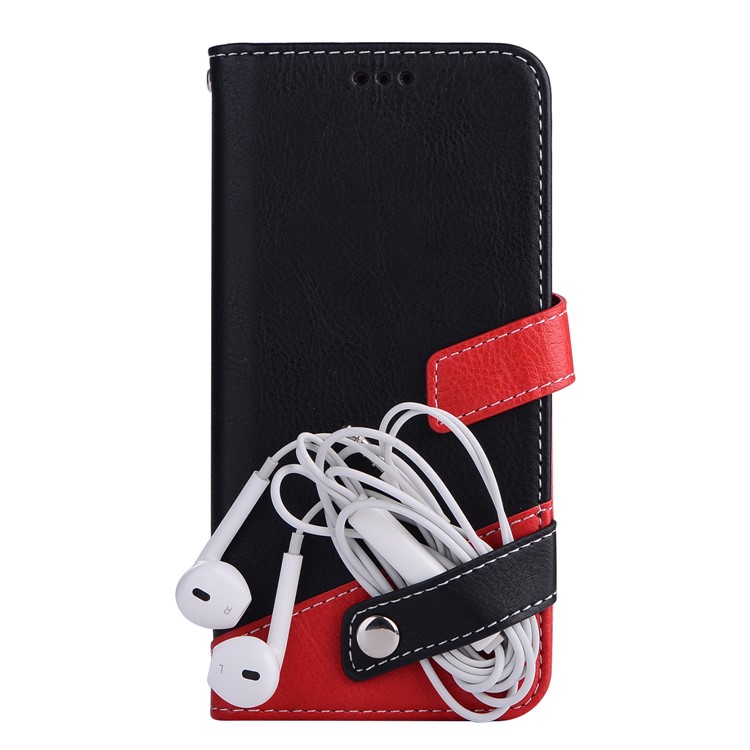 Litchi Texture PU Leather Wallet Stand Case (Contrast Color) for iPhone 9 6.1 inch - Black-2