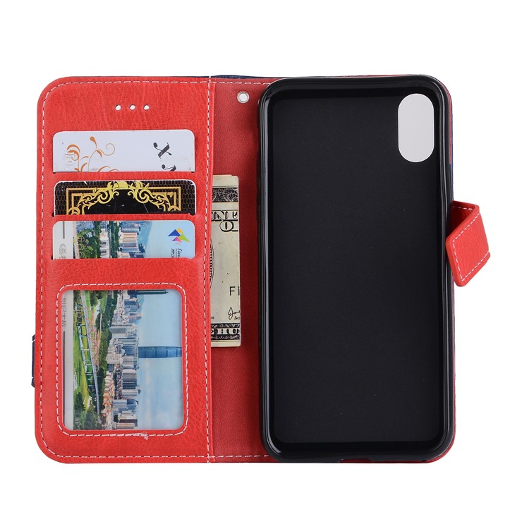 Litchi Texture PU Leather Wallet Stand Case (Contrast Color) for iPhone 9 6.1 inch - Black-3