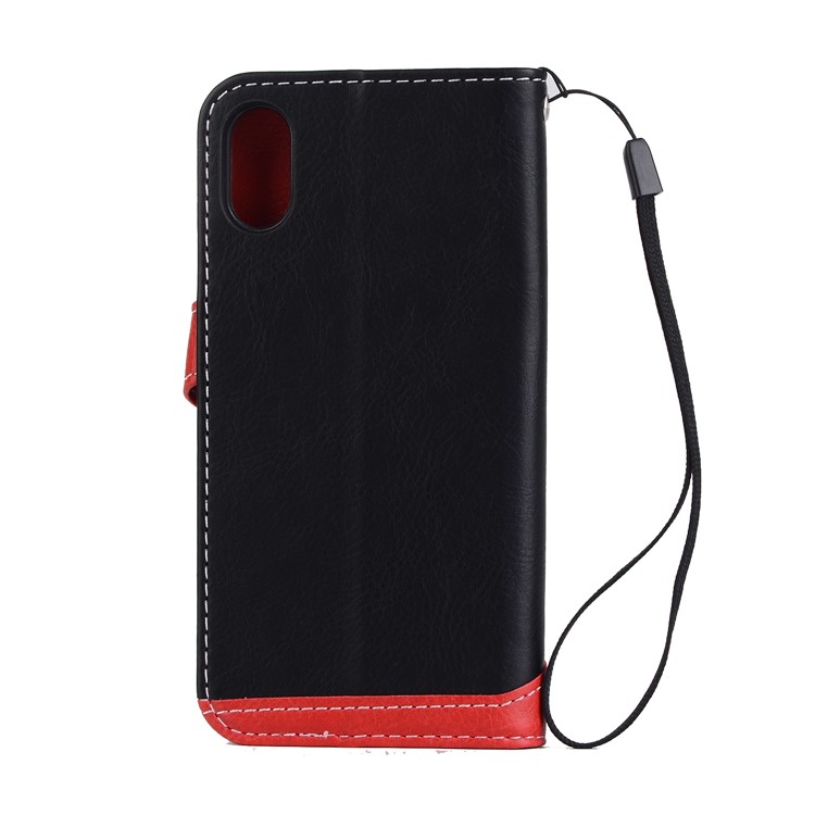 Litchi Texture PU Leather Wallet Stand Case (Contrast Color) for iPhone 9 6.1 inch - Black-4