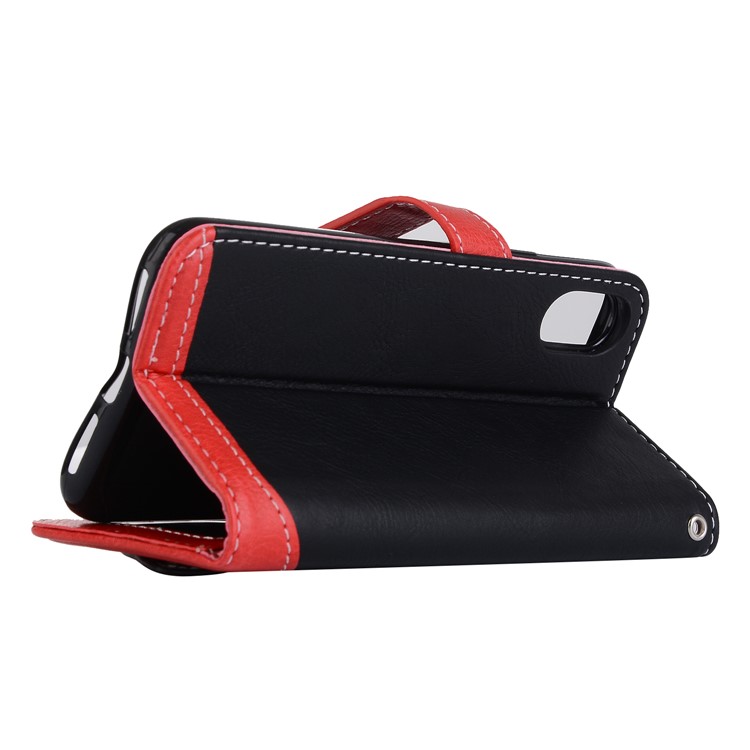 Litchi Texture PU Leather Wallet Stand Case (Contrast Color) for iPhone 9 6.1 inch - Black-5