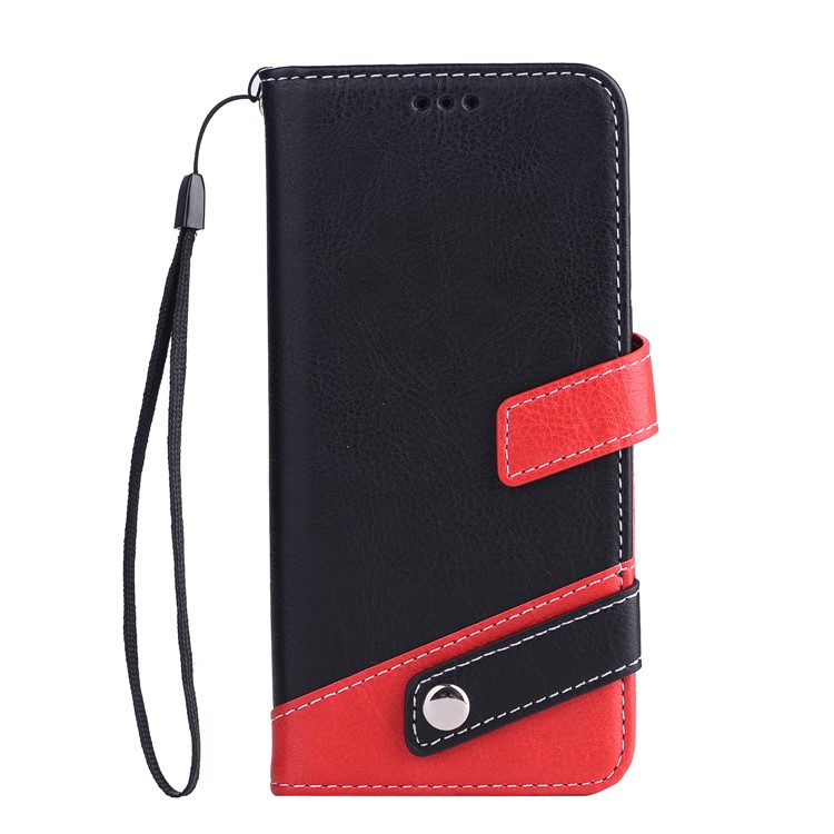 Litchi Texture PU Leather Wallet Stand Case (Contrast Color) for iPhone 9 6.1 inch - Black-6