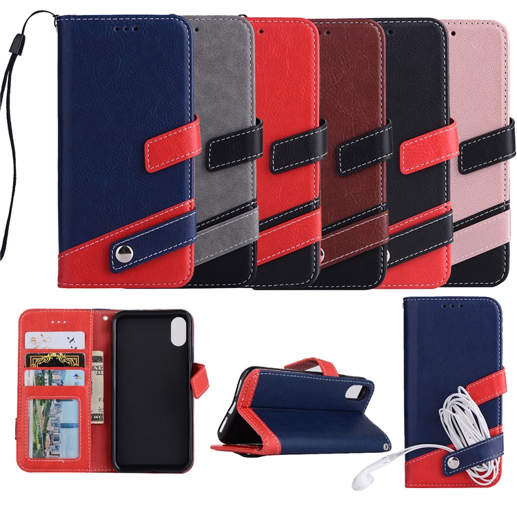 Litchi Texture PU Leather Wallet Stand Case (Contrast Color) for iPhone 9 6.1 inch - Black-7