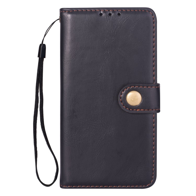 Metal Buckle PU Leather Stand Wallet Case for iPhone 9 Plus 6.5 inch - Black-2