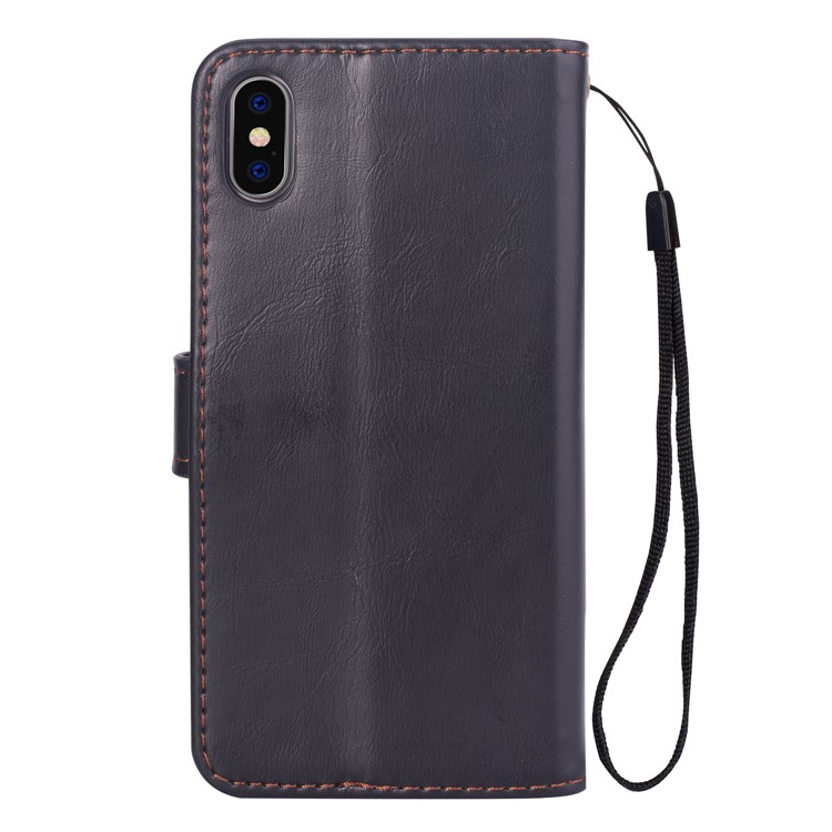 Metal Buckle PU Leather Stand Wallet Case for iPhone 9 Plus 6.5 inch - Black-3