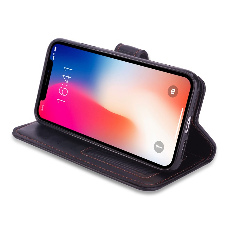 Metal Buckle PU Leather Stand Wallet Case for iPhone 9 Plus 6.5 inch - Black-5