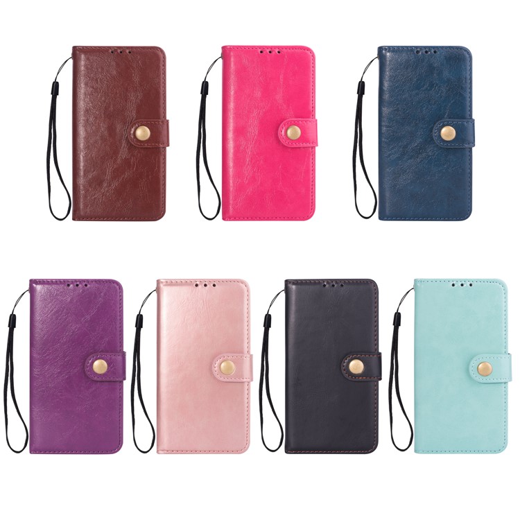 Metal Buckle PU Leather Stand Wallet Case for iPhone 9 Plus 6.5 inch - Black-7