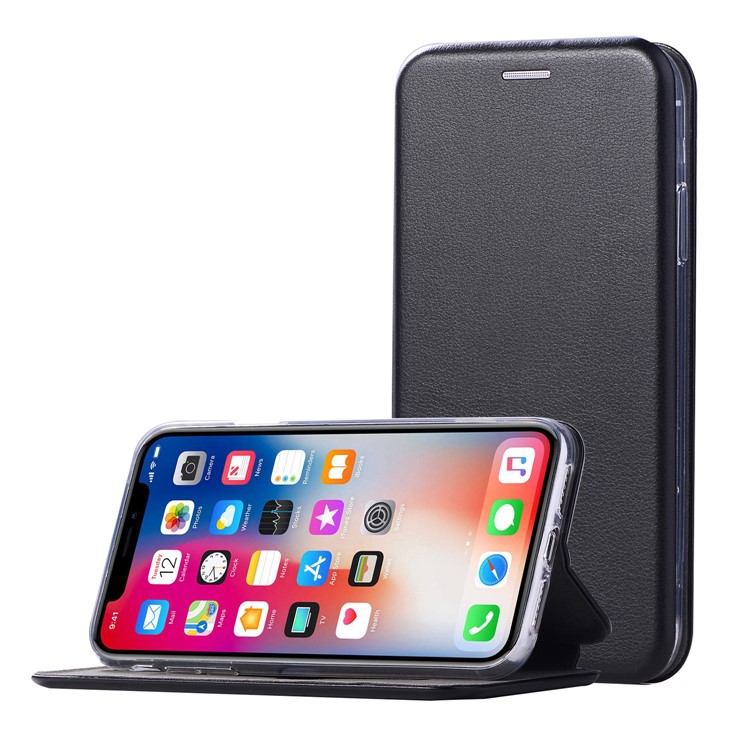 Shell Style Card Holder Stand Leather Case for iPhone 9 6.1 inch - Black-2