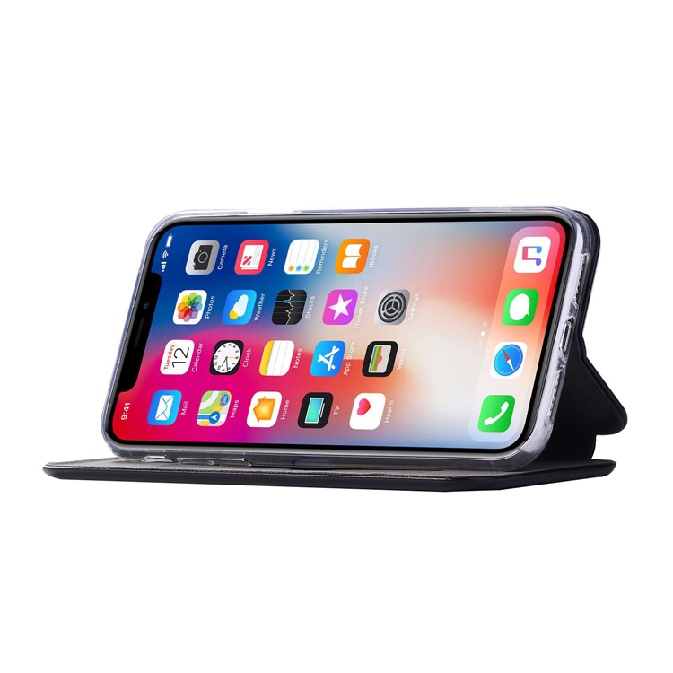 Shell Style Card Holder Stand Leather Case for iPhone 9 6.1 inch - Black-5