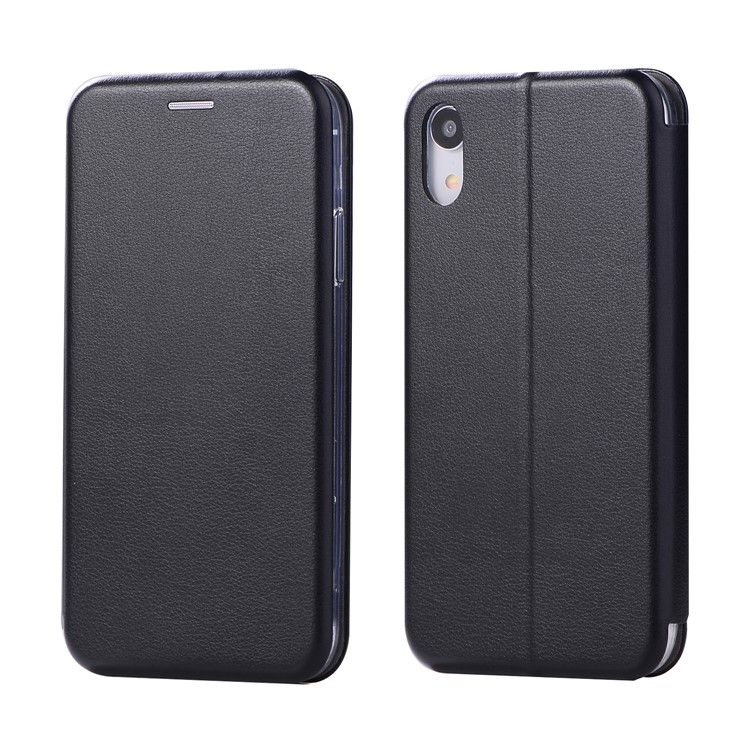Shell Style Card Holder Stand Leather Case for iPhone 9 Plus 6.5 inch - Black-1